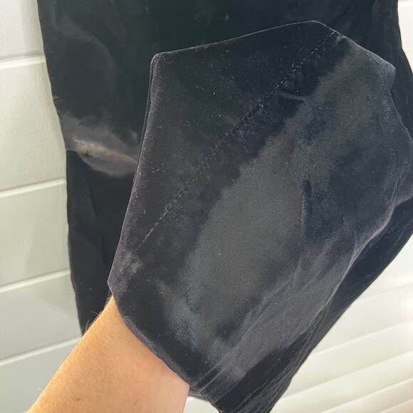 Vtg 90s Velvet Mini Bodycon Dress Sleeveless Lace Up Back Goth Dark Punk Short 5 - Picture 5 of 9